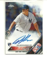 2016 TOPPS Chrome Autograph Series  JAMES PAZOS  RA-JPA  NY YANKEES  RC