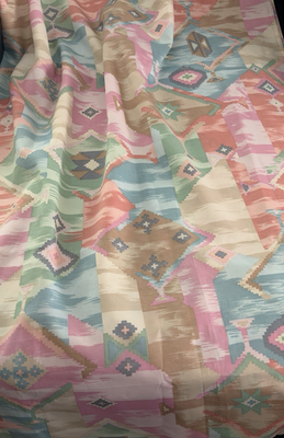#ad Vintage 80s Aztec Southwest Fabric Shower Curtain Pastels Pink Tan Green 70 X 72 $29.68
