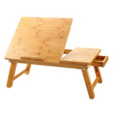 Laptop Desk Table Adjustable Bamboo Foldable Breakfast Serving Bed Tray w'