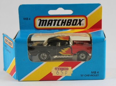 Matchbox Superfast Nr. 4D '57 Chevy schwarz & rot ''Flammen'' in Box