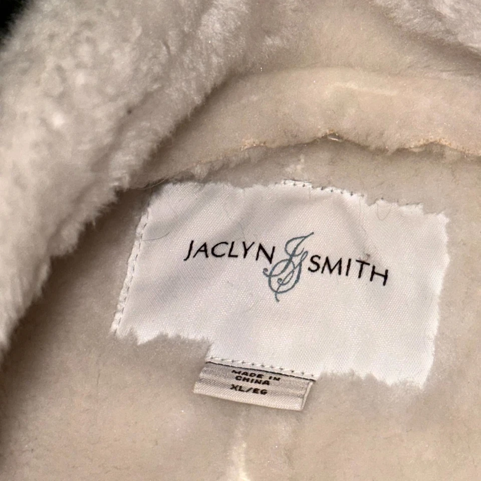 Chaleco de gamuza sintética Jaclyn Smith para mujer XL forrado de lana crema cremallera completa ribete de piel Foto 4 de 4