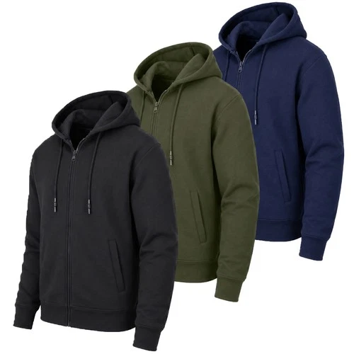 3-Pack Men's Heavy Weight Regular Fleece Lined Zip Up Hoodie Sweater Jacket - product listing photo