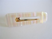 2 1/2 inch pearly white iridescent open alligator hair clip barrette
