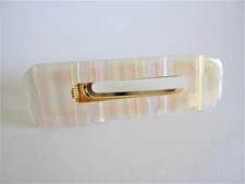 2  1/2 inch pearly white iridescent open alligator hair clip barrette