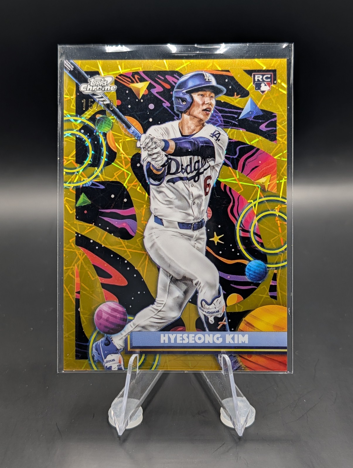 2025 Topps Chrome Cosmic #181 Hyeseong Kim Gold Interstellar Refractor #/50