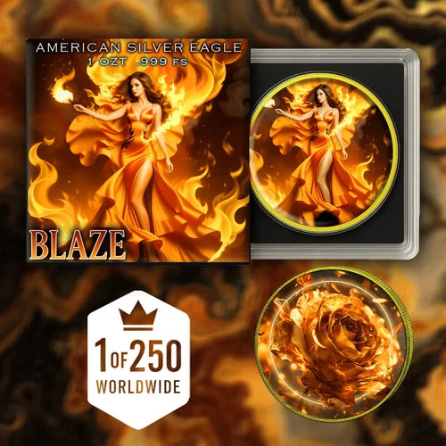 2024 American Silver Eagle 1oz .999 Fine Silver Colorized Blaze Edition | 0364