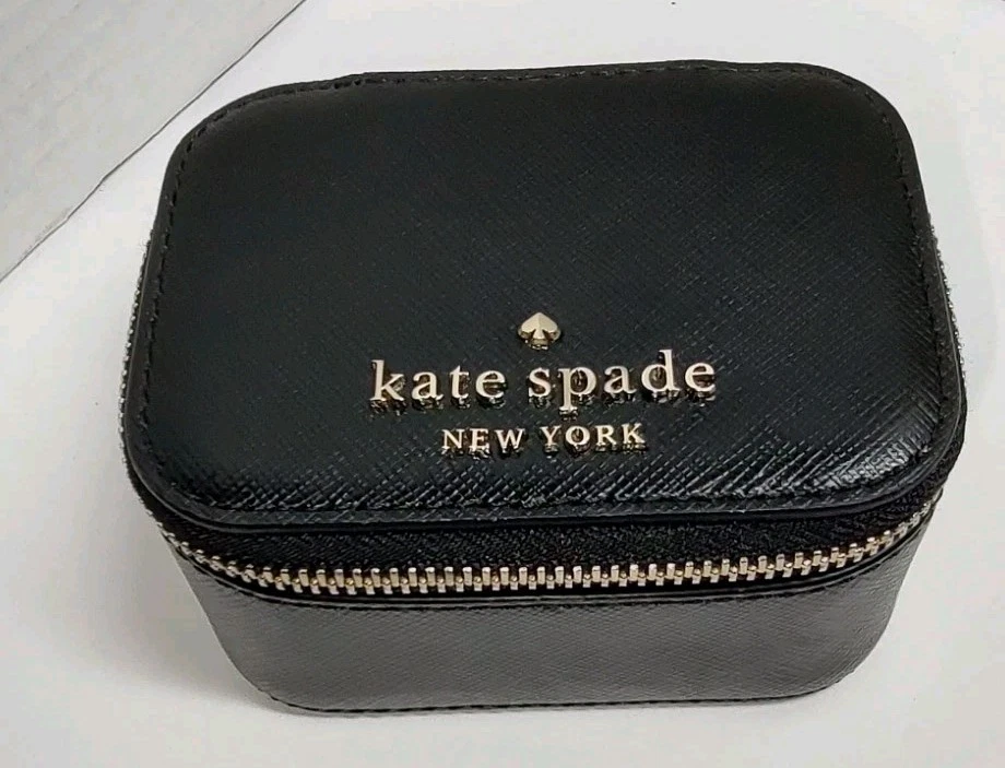 Portagioie da viaggio Kate Spade Cameron scatola piccola nero nuovo senza etichette M293
