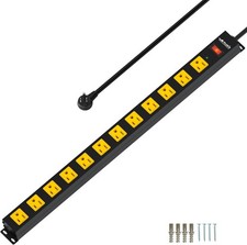 12 Outlet Long Power Strip 2100 Joules Surge Protector 6FT Power Cord Wide