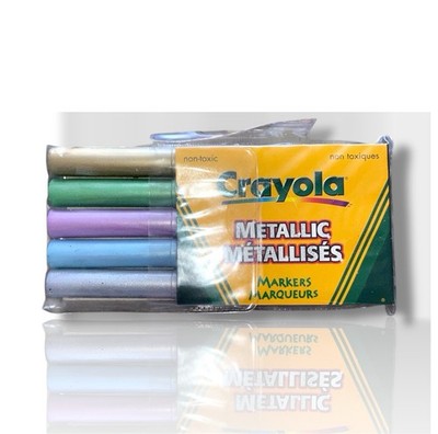 Rare Vintage NOS Crayola 2000 Metallic Markers 5 Pack 58-7690 Made In Italy