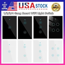 1/2/3/4 Gang WiFi Smart Wall Touch Light Switch Glass Panel For Alexa For Google