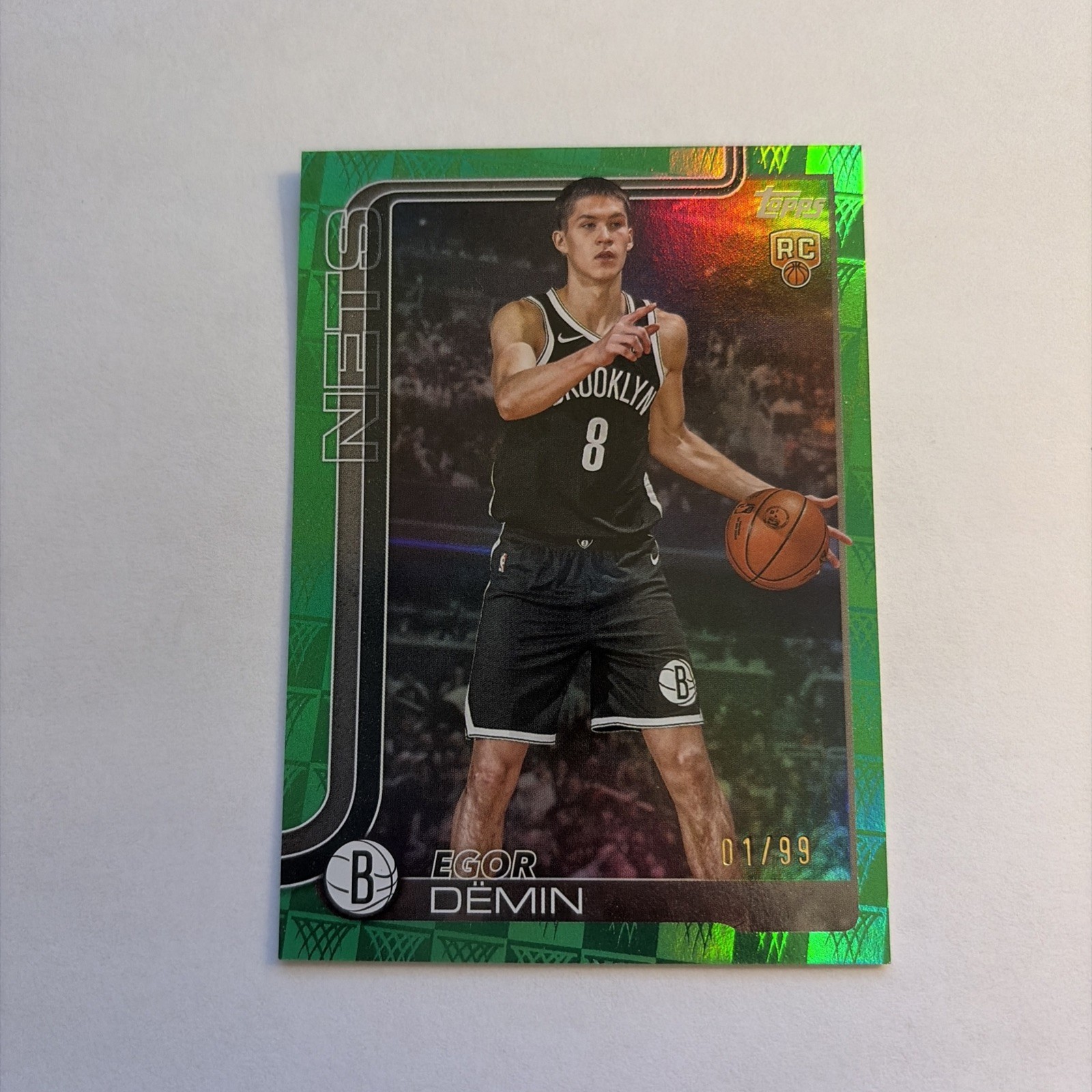2025-26 Topps NBA Egor Demin Green Holo Foil 1/99 Rookie RC NETS #208 RARE FOTL