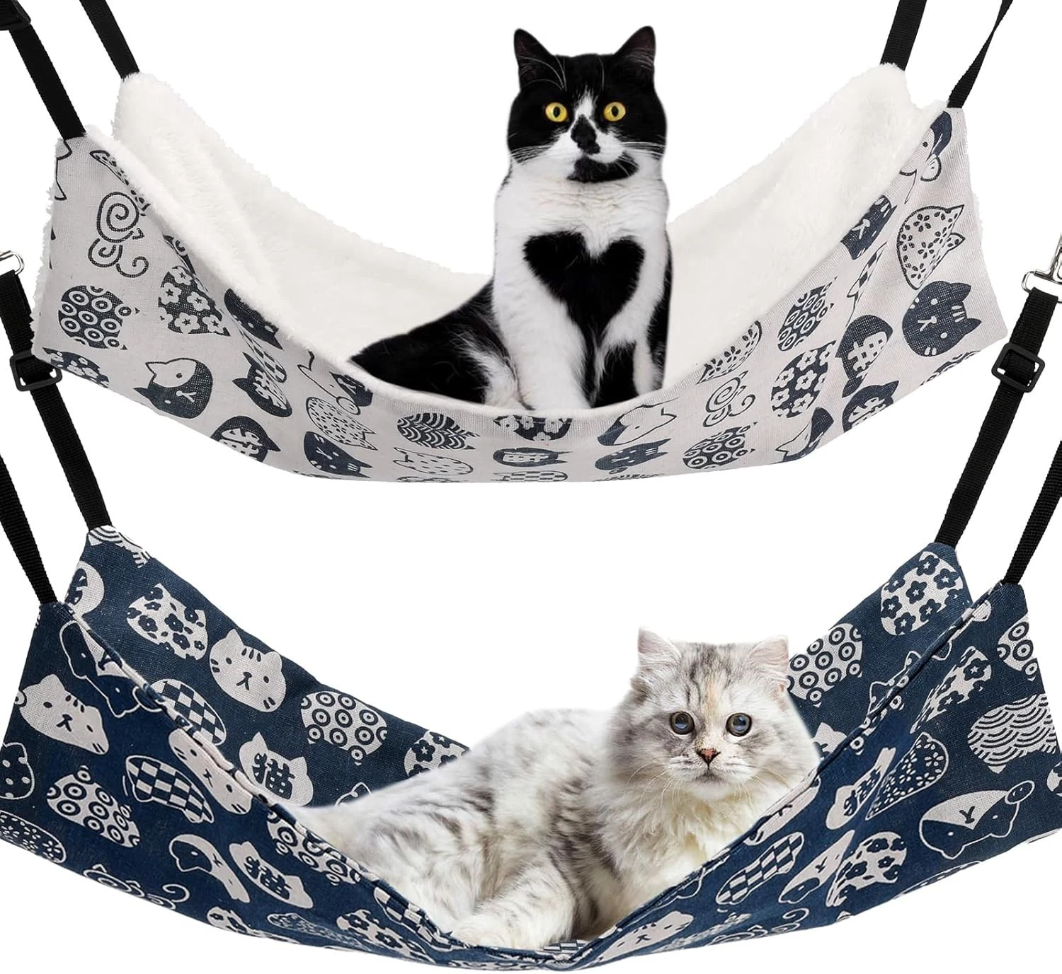 Cat Hammock for Cage Hanging Reversible 2Pack,Pet Hammock Bed Adjustable,Soft Sl