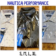 Mens Nautica Performance Shirt Slim Fit S, M, L, XL White Pattern, Blue, Black