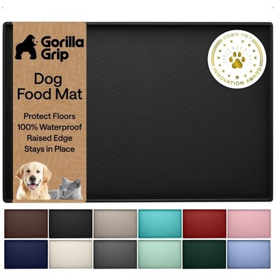 Spill-Proof Pet Feeding Mat, 100% Waterproof, Black