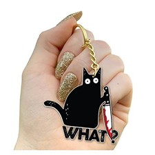 Funny and Cute Black Cat Metal Keychains for Men and Women, Black Cat What