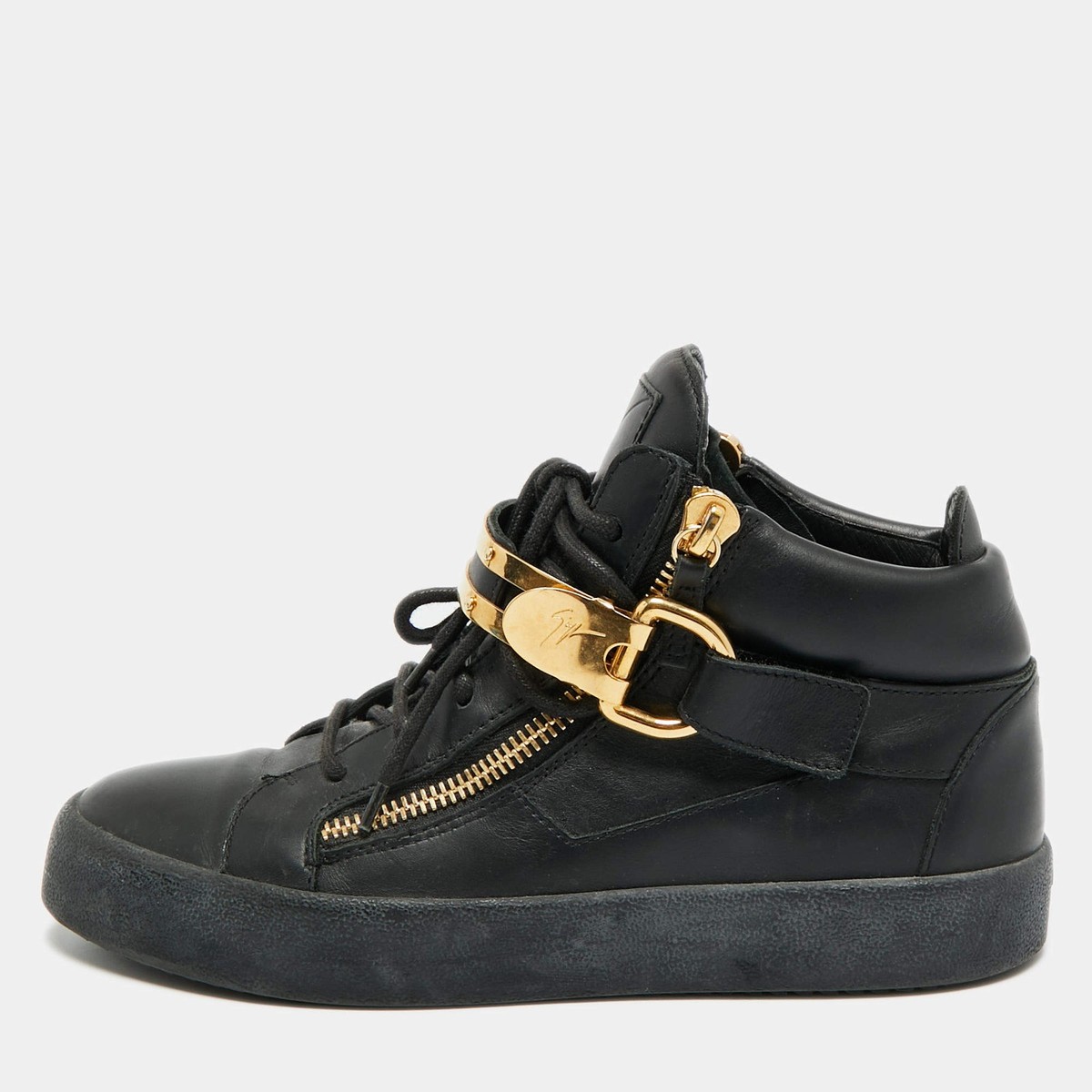 Giuseppe Zanotti Coby Size 42 Black Leather High Top Sneakers | eBay