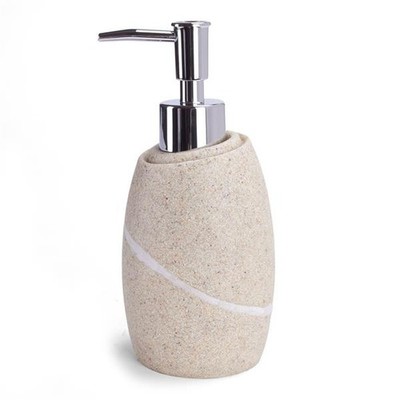 MSV Seifenspender Flüssigseife  Malua  aus Polyresin in Stein-Optik Beige 300ml