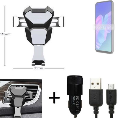 Halterung Lüftungshalter für Huawei P40 lite E + Ladegerät Smartphone Halter 