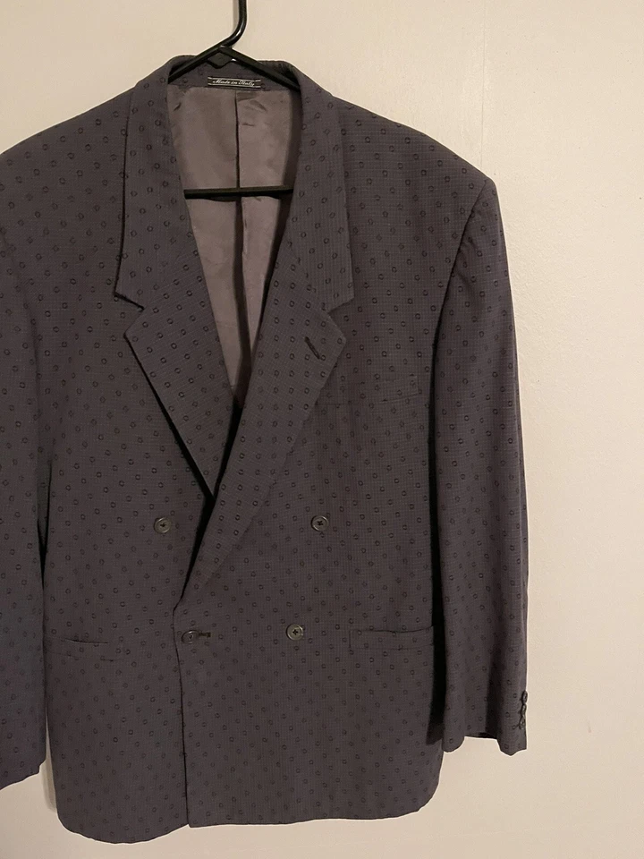 Casaco blazer vintage Gianni Versace Itália cinza geométrico - masculino 44R - Imagem 2 de 4