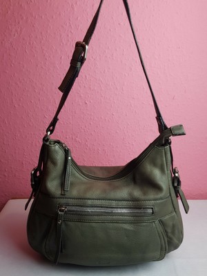 Gabor Olive Green Um Size Shoulder Bag With Details - Olive Green Leather Hobo Bag Gabor Olive Green Um Size Shoulder Bag With Details - Olive Green Leather Hobo Bag