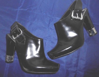 BCBG Girls Doxy Black Patent Slingback Silver Tipped Heels NWT $110 Size 5.5B 