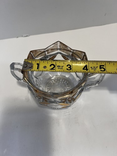 Antikes 4-teiliges EAPG vergoldetes Blütenblatt Starburst Mangangan Glas Milchkännchen & Zucker Tee Set - Bild 23 von 23