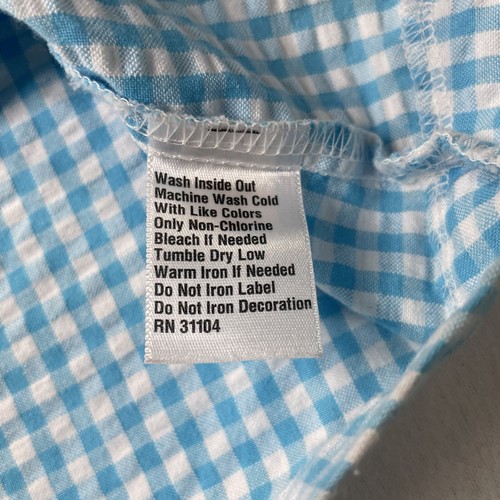 J Khaki JK Girls Blue Gingham Frogs Bow Button Sleeveless Dress Sz 6 - Picture 6 of 6