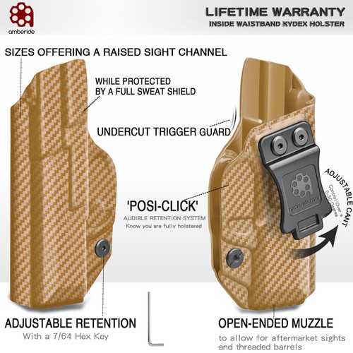 Amberide IWB / OWB KYDEX Holster Fit : Glock 43/43X & Glock 43X MOS - Picture 51 of 88