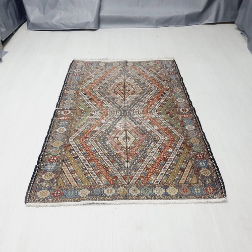 Tappeto Sumak di Seta Caucasico 4x6 piedi Tappeto di Qualità Fine Seta Sumak Kilim Tappeto - Foto 2 di 9