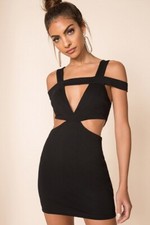 superdown tammi Cutout Bodycon Ponte Knit mini dress Sz L