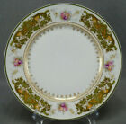 New ListingLimoges Hand Painted Signed Pink Roses Green & Gold Scrollwork 9 5/8 Inch Plate