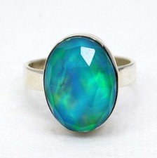 20.45 Ct Natural Australian Doublet Fire Opal Ring 925 Sterling Silver Handmade