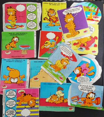 14 Stück Fritt Garfield Sammelbilder Jim Davis Aufkleber 80er Konvolut 1