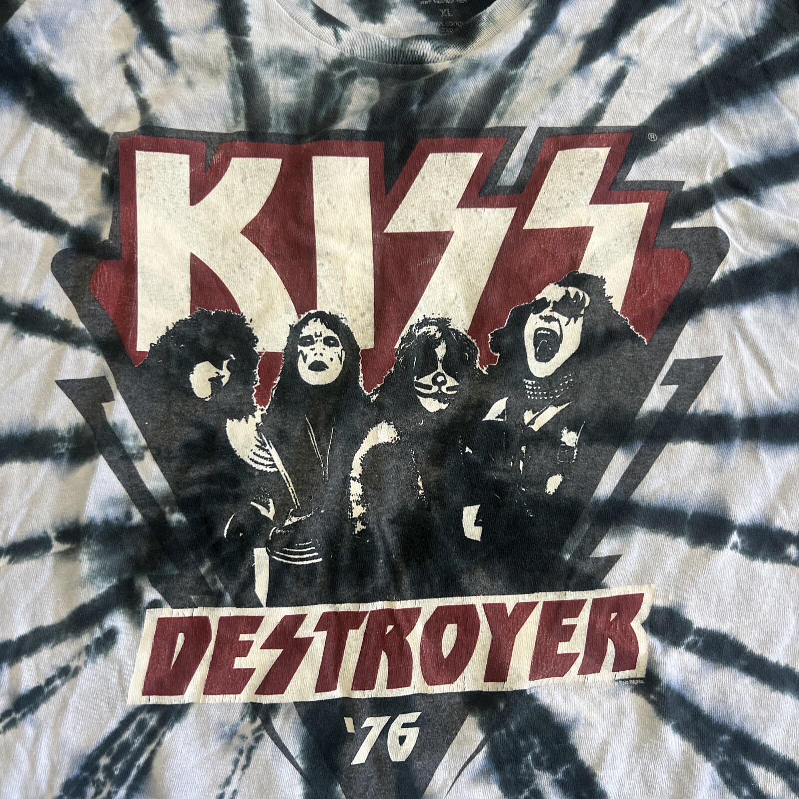 Kiss Destroyer 76 T Shirt Mens Xl Liquid Blue Tye Dye