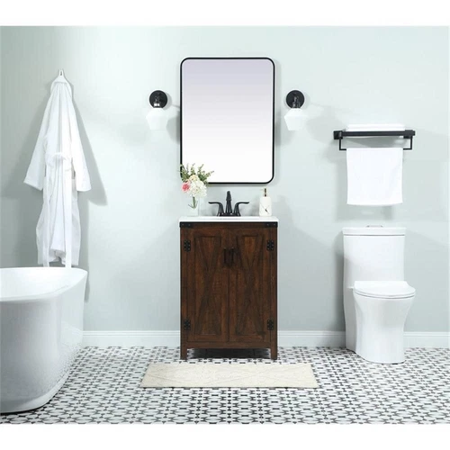 Elegant Decor Grant 24" Aluminum MDF Single Bathroom Vanity in Expresso - Picture 6 of 8