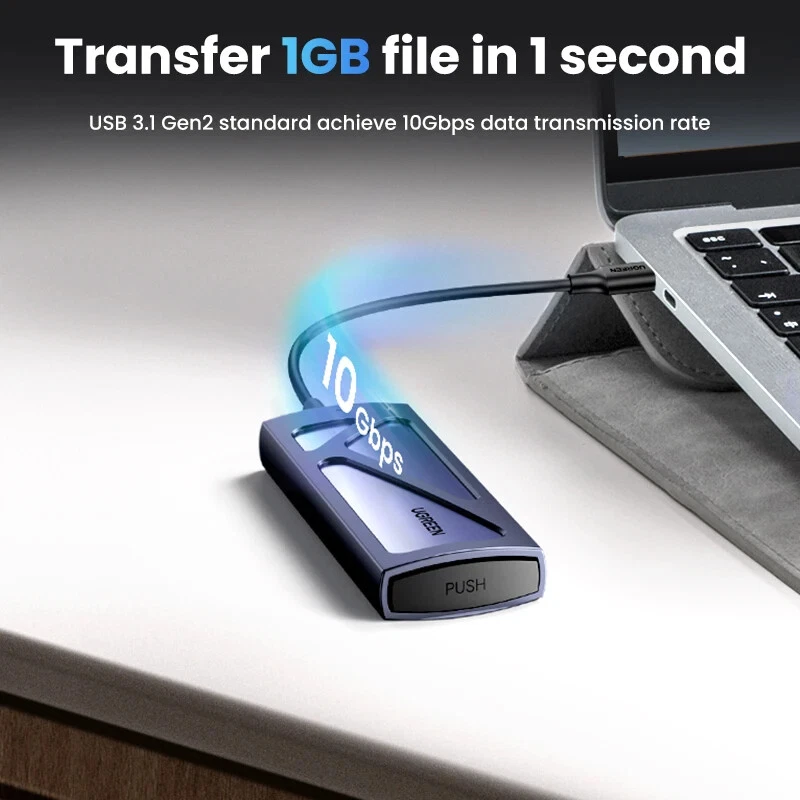 M2 SSD Case M.2 NVMe PCIe 10Gbps USB C 3.2 Gen2 SSD Enclosure Tool-Free External - Image 3 of 4