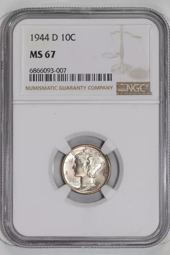1944-D MERCURY DIME NGC MS67