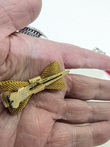 Vintage Barrettes Hair Comb Bobby Pin Lot x14 Metal Plastic Gold Mesh Rhinestone - Picture 7 of 20