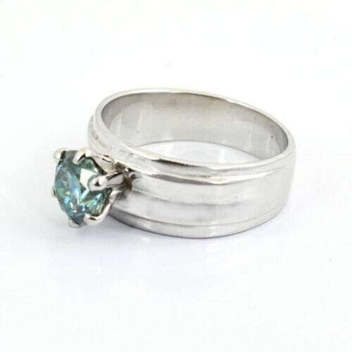 Men Blue Diamond 4.50 Ct Excellent Cut Ring With Accent Certified High Polished - Picture 4 of 5