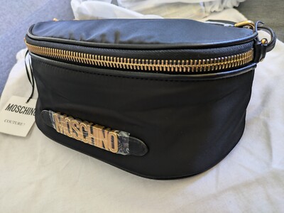 Moschino] LOGO BELT BAG Black Brand New | eBay