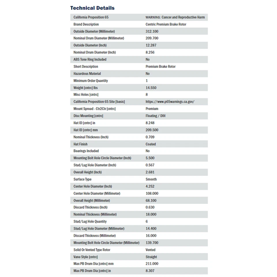 StopTech Centric Premium Disc Brake Rotor Rear For Lexus GX460 / Toyota 4Runner - Image 2 of 4