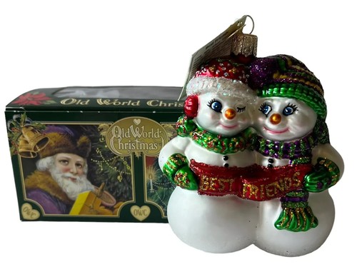 OLD WORLD CHRISTMAS BEST FRIENDS SNOWMEN GLASS ORNAMENT 2018 NEW NWT BOX