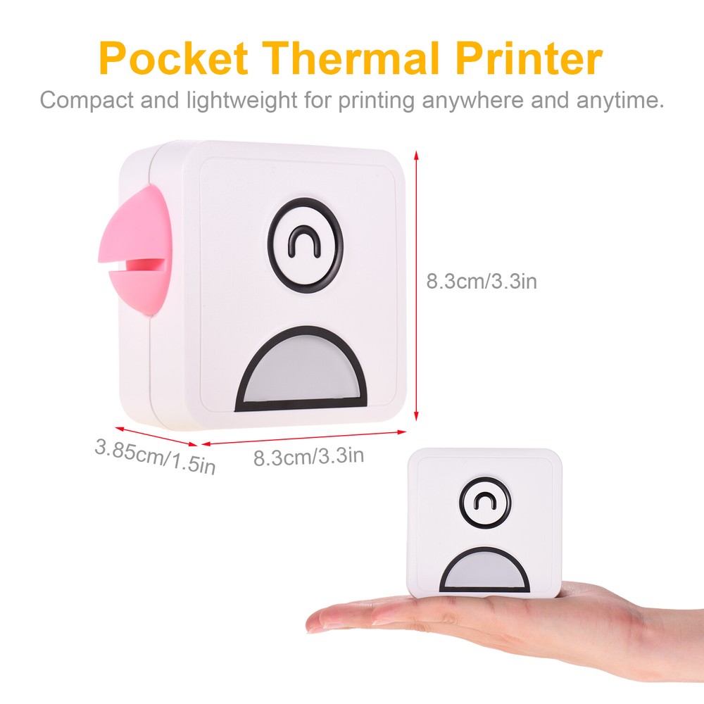 Bluetooth Mini Photo Printer 203DPI Portable Inkless for Journals