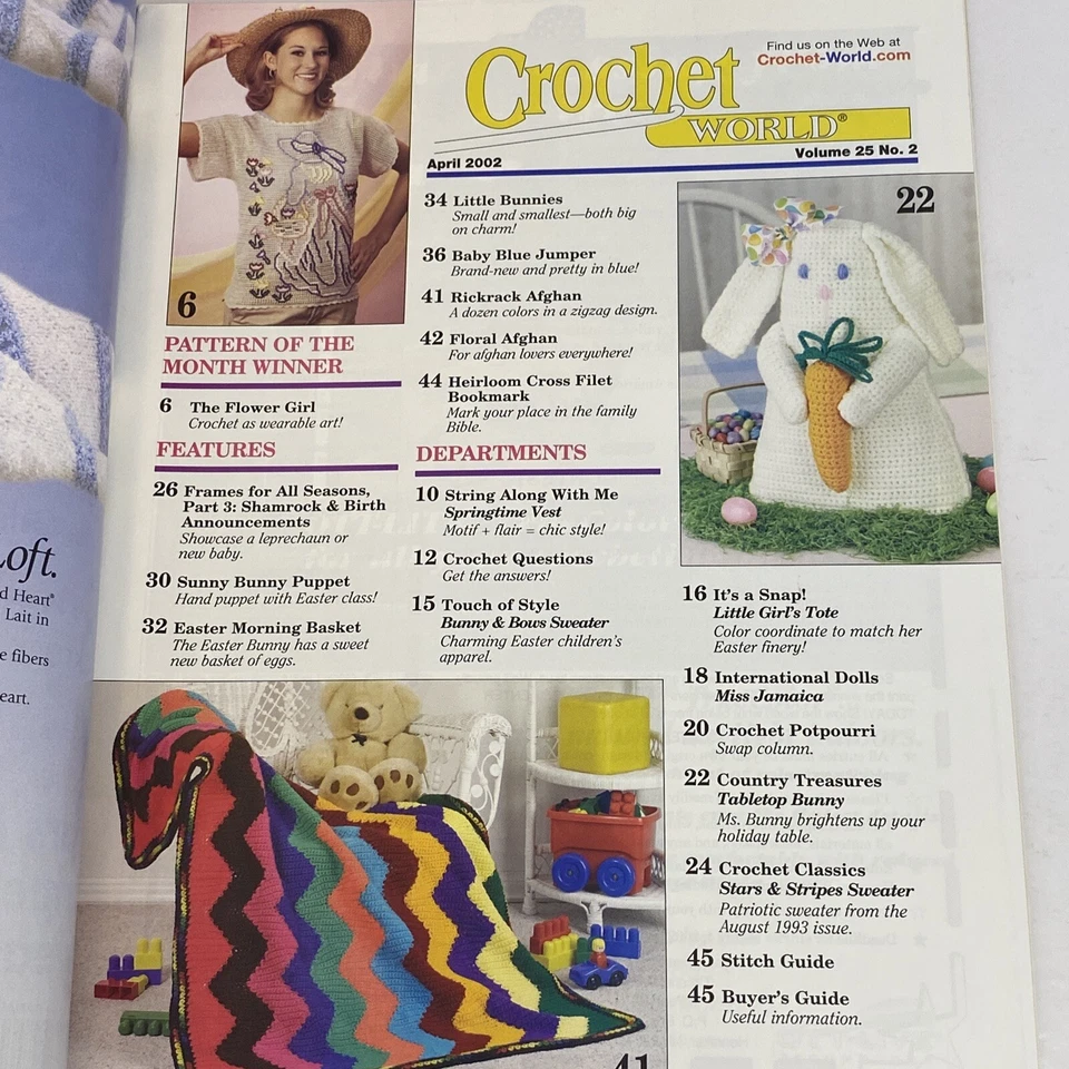 Revista Crochet World Abril 2002 Pascua Primavera Conejo Foto 4 de 4