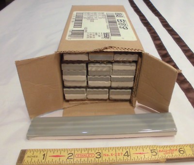 21 Ceramic Sizzle-Liner Tiles: Medium-Gray, 1'' X 6''  American Olean-Fluted, NEW