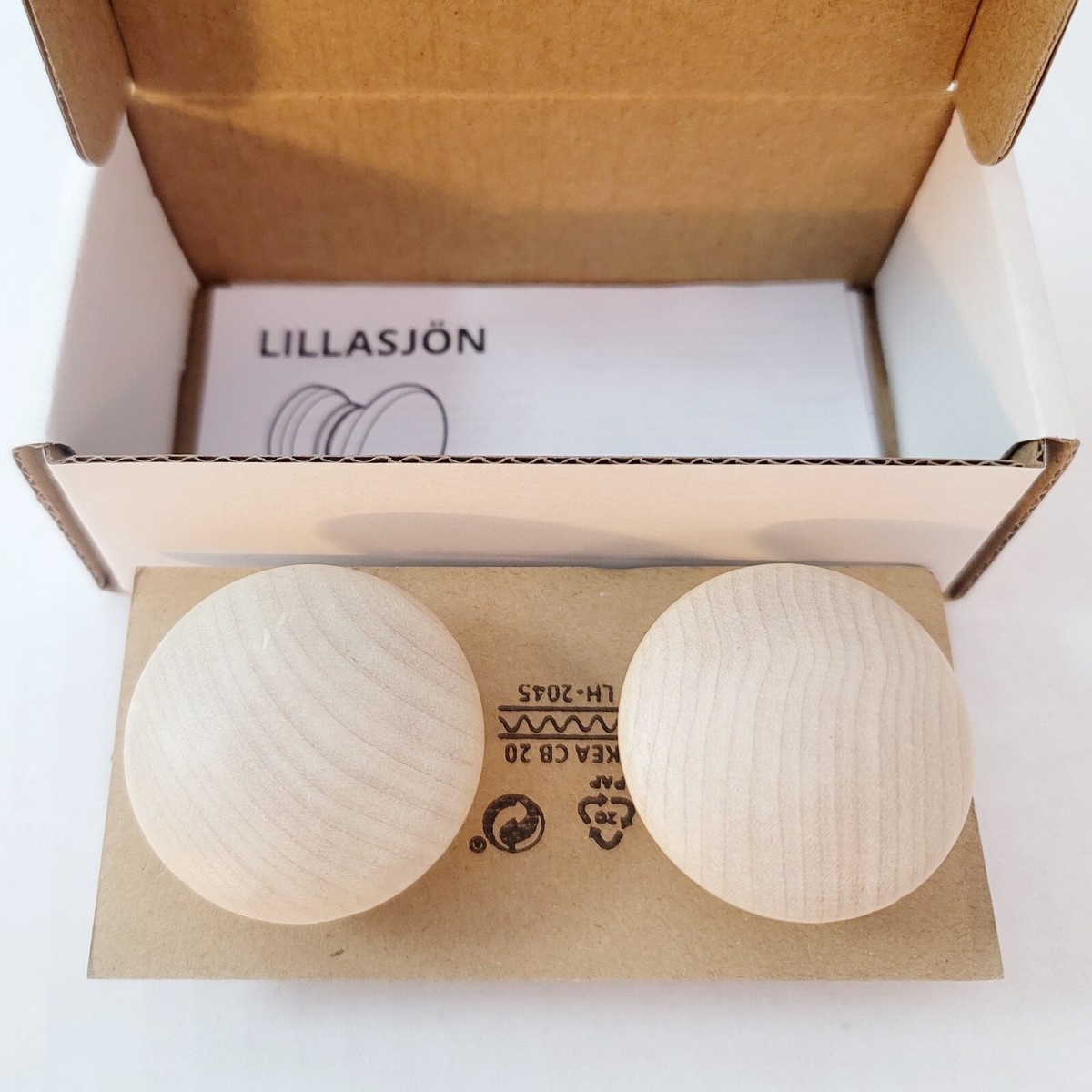Ikea Lillasjon Hook Knob Natural Wood Black 2 Pack 504.779.62