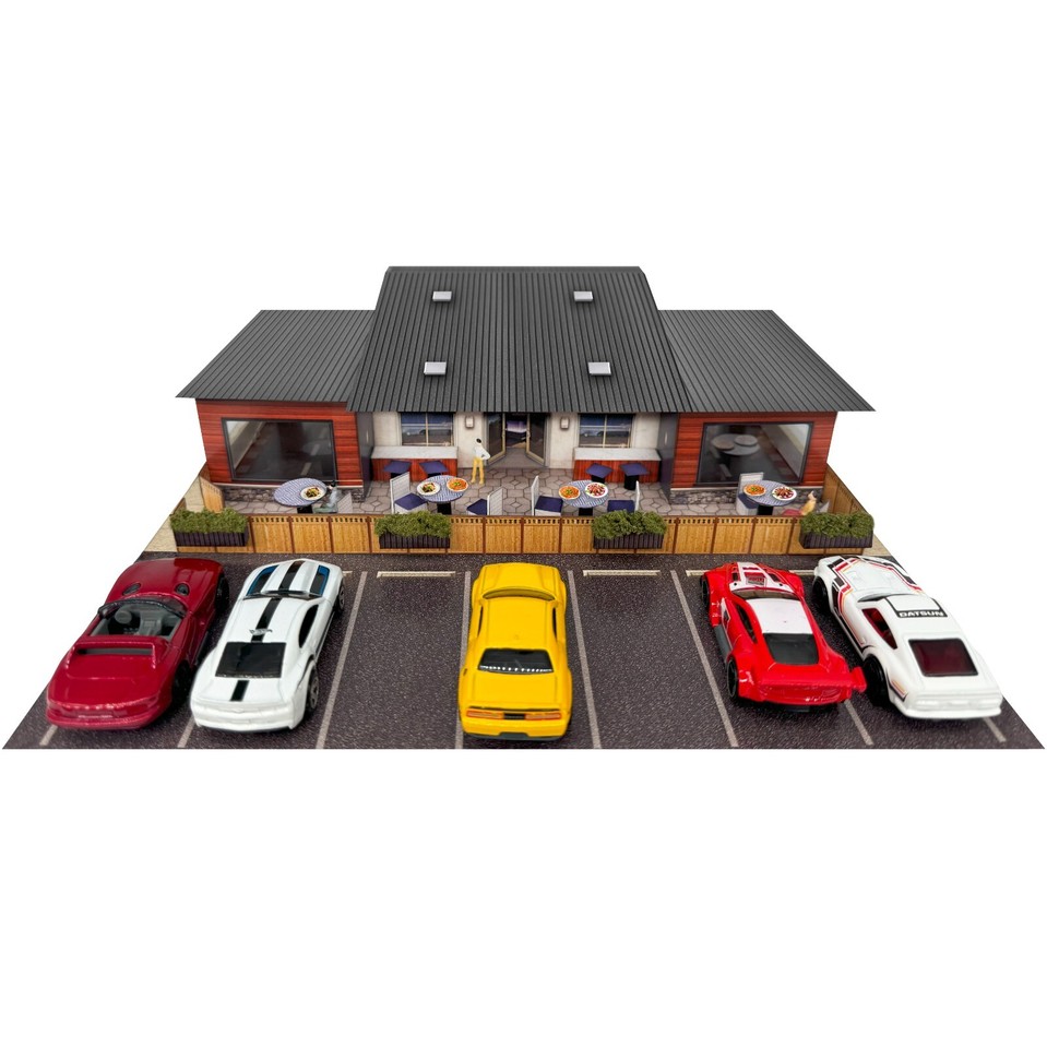 1/64 Slot Car Raceway Cafe Diorama Building Kit Fits AFX, Aurora HotWheels &more - Foto 2