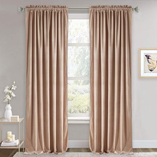 Soft Blush Velvet Curtains, Extra Long and Room Darkening for Stylish Home Decor - Picture 3 of 10