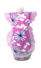 Lilac and Blue Flower Apron Cover-up Pancake Syrup Catsup Dish Soap Bottle Gift