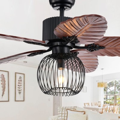 Aguano 48 Inch Lighted Ceiling Fan And Broad Leaf Blades Remote Controlled Ebay